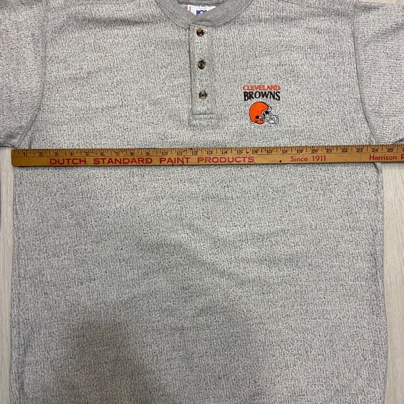 NFL Vintage Cleveland Browns Gray 3 Button Crew Neck Mens Large - Picture 7 of 10